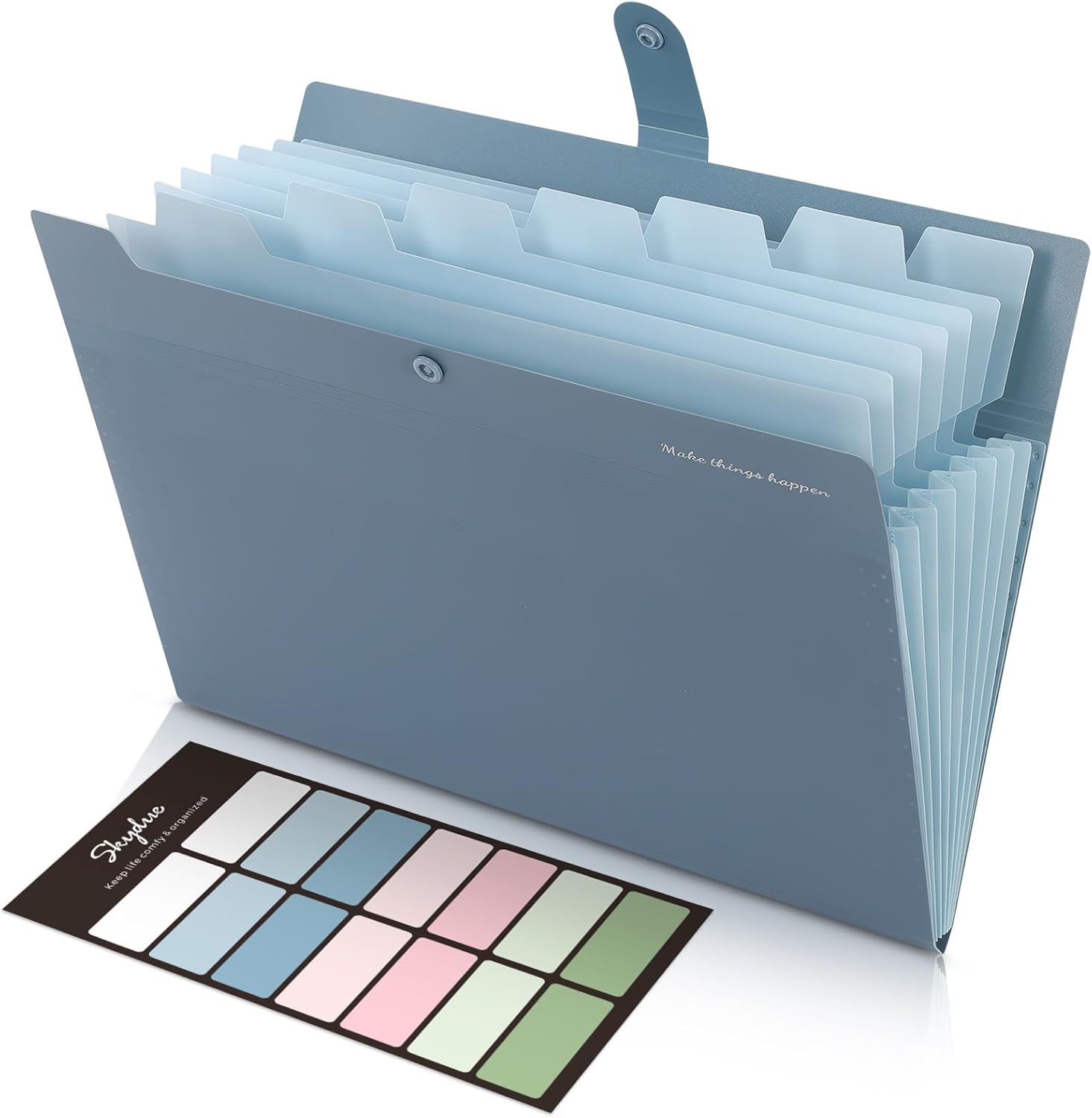 612vArbZtHL._AC_SL1500_ SKYDUE Expanding File Organizer with 8 Pockets, Accordion File Folders with Labels, Portable Document Paper Bill Receipt Organizer, Home College School Office Supplies, Letter Size, Blue - Image 1