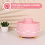 SKYDUE Pink Desk Accessories 10Pcs, 360-Degree Rotating Pen Holder, Stapler, Staple Remover, Tape Dispenser,2pcs Tape Refills, Binder Paper Clips Kit, Scissor,Pink Office Supplies - Image 2