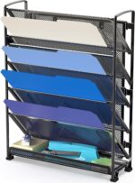 SimpleHouseware 6 Tier Wall Mount File Letter Tray Folder Organizer, Black